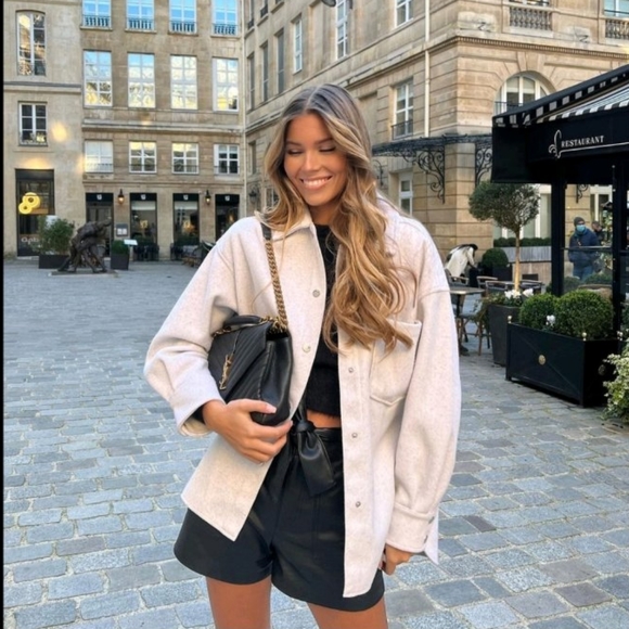 Zara Jackets & Blazers - Zara buttoned soft overshirt gray Shacket